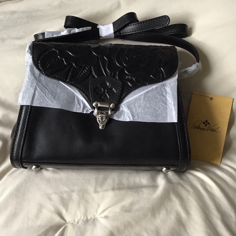 Patricia Nash Black Floral Crossbody Bag